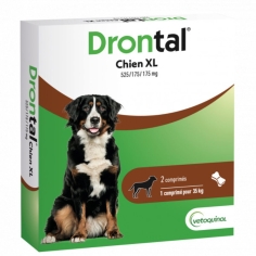 DRONTAL XL Grands Chiens - Vermifuge  contre les vers ronds & plats - 2 comprimés sécables arôme Boeuf