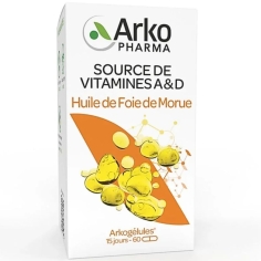 ARKOGELULES - Huile de Foie de Morue - Source de Vitamines A et D - Ossature normale et de bonnes fonctions cérébrales - 60 capsules