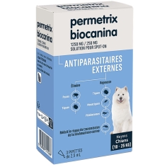 BIOCANINA - Permetrix Antiparasitaires Externes Chiens Moyens (10-25 kg) 3 pipettes 2,5 ml