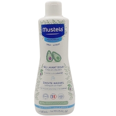 MUSTELA - Gel Lavant Doux Bébé Corps et Cheveux - Nettoie le visage, le corps et les cheveux des enfants et bébés à l'avocat Bio - 500 ml