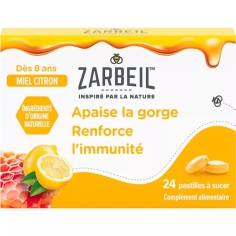 ZARBEIL - 24 Pastilles pour la Gorge & Immunité - Miel & Citron