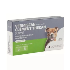 CLÉMENT THEKAN VERMISCAN 500mg Vermifuges Chiens +10kg (4 cp) ex SCANIL