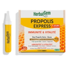 HERBALGEM - Propolis Express  Complément Alimentaire pour aider à renforcer les défenses naturelles de l’organisme et soutenir la vitalité - 10 ml x 7