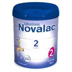 Boîte de lait infantile Novalac 2 adaptée aux nourrissons dès 6 mois