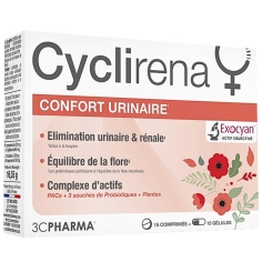 CYCLIRENA - Confort Urinaire 15 comprimés + 15 gélules - 3C Pharma