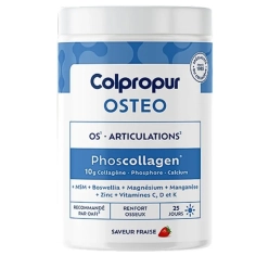 Colpropur Ostéo Fraise est un complément nutritionnel conçu pour renforcer les os et préserver la souplesse articulaire, à tout âge.