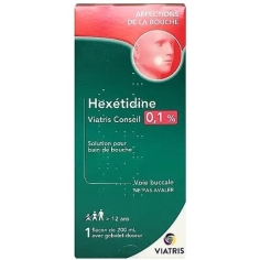 HEXETIDINE 0.1% - Affections de la Bouche - Solution pour bain de bouche 200 ml (générique de HEXTRIL) - Viatris