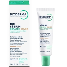 BIODERMA - Sébium Kerato + Cover - Gel-crème teinté, anti-imperfections, haute tolérance, teinte médium - 30 ml