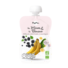 POPOTE - Compote Mûres & Banane 100% Bio Dès 4 mois - Gourde 120g