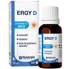 ERGY D - Vitamine D - 15 ml - Complément alimentaire riche en vitamine D3 - Nutergia