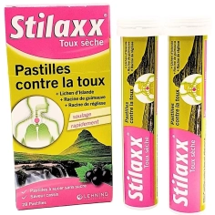 STILAXX - 28 Pastilles Toux Sèche Sans Sucre - Arôme Cassis - Apaise la gorge et calme la toux irritative