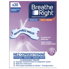 Breathe Right - Sensitive - Bandelettes Nasales Nez Congestionné