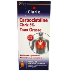 CLARIX - Expectorant Toux Grasse Sirop Adulte Sans Sucre Flacon 250ml