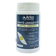 Arkopharma Santé Longévité Capital Cérébral 60 gélules pour soutenir la mémoire, la concentration et les performances intellectuelles