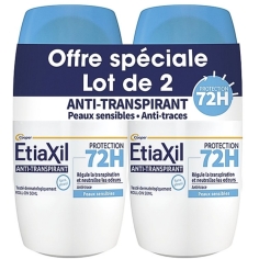 ETIAXIL - Anti-transpirant 72H - Régule la transpiration et neutralise les odeurs - Roll-on 2 x 50 ml.