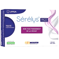 SERELYS Inco Control - Bon Fonctionnement de la Vessie 30 Gélules - Upsa .  Complément alimentaire pour soutenir les femmes en cas de fuites urinaires, contribuer au fonctionnement normal et au contrôle de la vessie.
