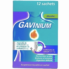 GAVINIUM - Suspension Buvable 12 Sachets - Goût Menthe - Brûlures d'estomac, digestion difficile, remontées acides