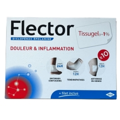 FLECTOR - Tissugel 1%  Douleur et Inflammation - 10 Emplâtres Médicamenteux