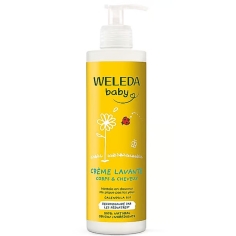 WELEDA - Baby Crème Lavante Corps & Cheveux Calendula Bio idéale pour nettoyer en douceur la peau délicate de bébé, dès la naissance - 400 ml
