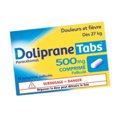DOLIPRANE - Tabs Paracétamol 500 mg Enfants et Adultes  (dès 27 Kg) - 16 Comprimés Pelliculés