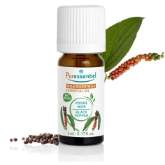 Puressentiel huile essentielle poivre noir bio 5 ml aromatherapie notes chaudes epicees