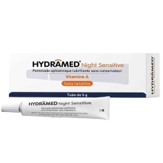 HYDRAMED Night Sensitive pommade ophtalmique 5 g à la vitamine A pour soulager les yeux secs sans conservateur.