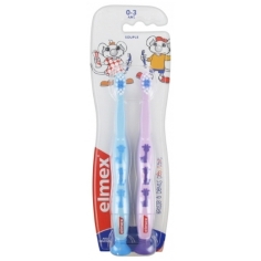 ELMEX Brosse à dents souple débutant 0-3 ans x2