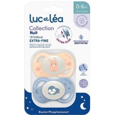 LUC ET LEA - Sucettes  Collection Nuit Anatomiques Extra-fines - Lot de 2