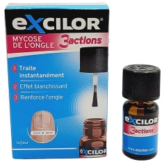 EXCILOR - Mycose de L'ongle Triple Action - Traite instantanément, effet blanchissant, renforce l'ongle - 7 ml
