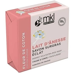 MKL - Green Nature Savon Solide Surgras Eclat Lait d'Ânesse Bio Fleur de Coton - 100 g