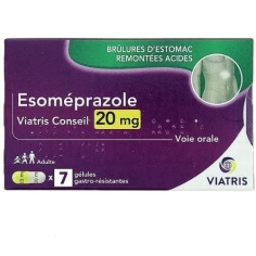 ESOMEPRAZOLE 20mg - Brûlures d'Estomac Remontées Acides - 7 gélules - Viatris