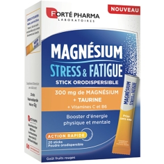 FORTE PHARMA - Magnésium 300 mg Stress et Fatigue - 20 Sticks Fruits Rouges