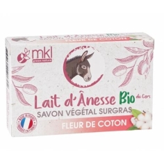MKL Green Nature Savon Végétal Surgras Lait d'Ânesse Bio Fleur de Coton 100 g