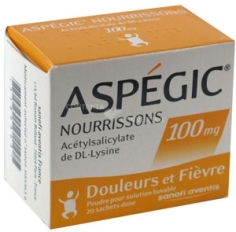 ASPEGIC - Nourrissons Acétylsalicylate de DL-lysine 100 mg Enfant  - 20 Sachets