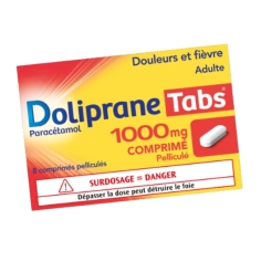 DOLIPRANE - Tabs Paracétamol 1000 mg Adulte (dès 50 kg) - 8 Comprimés Pelliculés