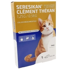 CLEMENT THEKAN - Seresikan 1 Collier Antiparasitaire Chat. Collier antiparasitaire pour chat contre les puces, les tiques et leurs larves,  protection jusqu'à 8 mois.