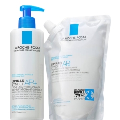 LA ROCHE POSAY - Duo Crème Lavante Lipikar Syndet AP+  400ml et son Eco-Recharge 400ml