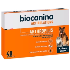 BIOCANINA - Arthroplus Articulations Chiens et Chats - Favorise le bon fonctionnement des articulations. 40 comprimés