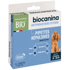 BIOCANINA - Pipettes Répulsives Chien (15 à 30kg) - 3 Pipettes