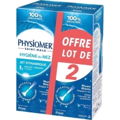 PHYSIOMER - Hygiène du nez Jet Dynamique 100% eau de mer -Spray nasal 2 x 135 ml - Adulte / Enfant + 6 ans