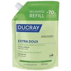 DUCRAY - Shampooing Extra Doux Dermo-Protecteur - Eco-recharge 400 ml - Le shampooing haute tolérance pour toute la famille. Lave en douceur, hydrate , apporte brillance et souplesse.