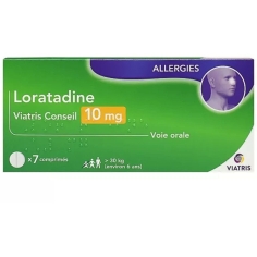 LORATADINE 10 mg - Allergies 7 comprimés Médicament pour traiter les symptômes associés à la rhinite allergique - Viatris