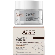Avene Hyaluron Activ B3 aqua gel-crème régénération cellulaire : raffermit , corrige les rides. Pot rechargeable de 50 ml.