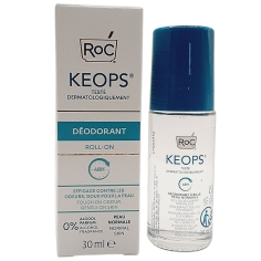 ROC KEOPS - Déodorant 48H, 0% Alcool, 0% Parfum - Peau normale - Roll-on 30 ml