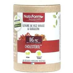 NAT & FORM - Cholestérol Levure de Riz Rouge et Gugulon Complément alimentaire à base de levure de riz rouge et gugulon - 60 gélules