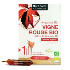 Nat & Form - Vigne Rouge Bio 1560mg -  Cure 20 jours - 20 Ampoules