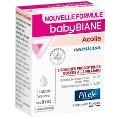 BABYBIANE Acolia Pileje - 8ml. complément alimentaire à base de 2 souches probiotiques pour les nourrissons dès la naissance.