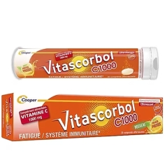 VITASCORBOL C1000 Fatigue / Système Immunitaire - 20 comprimés Goût Orange Pressée
