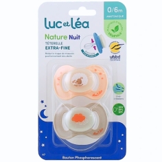 LUC ET LEA - Sucettes Nature Anatomiques Nuit - Lot de 2