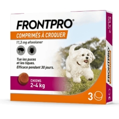 FRONTPRO - Comprimé Anti-puces et Anti-tiques pour chien - 3comprimés à croquer